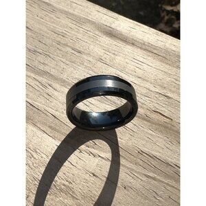 Tungsten Ring Men’s Wedding Band Size 11 Black Brushed Stainless Comfort Fit 8mm
